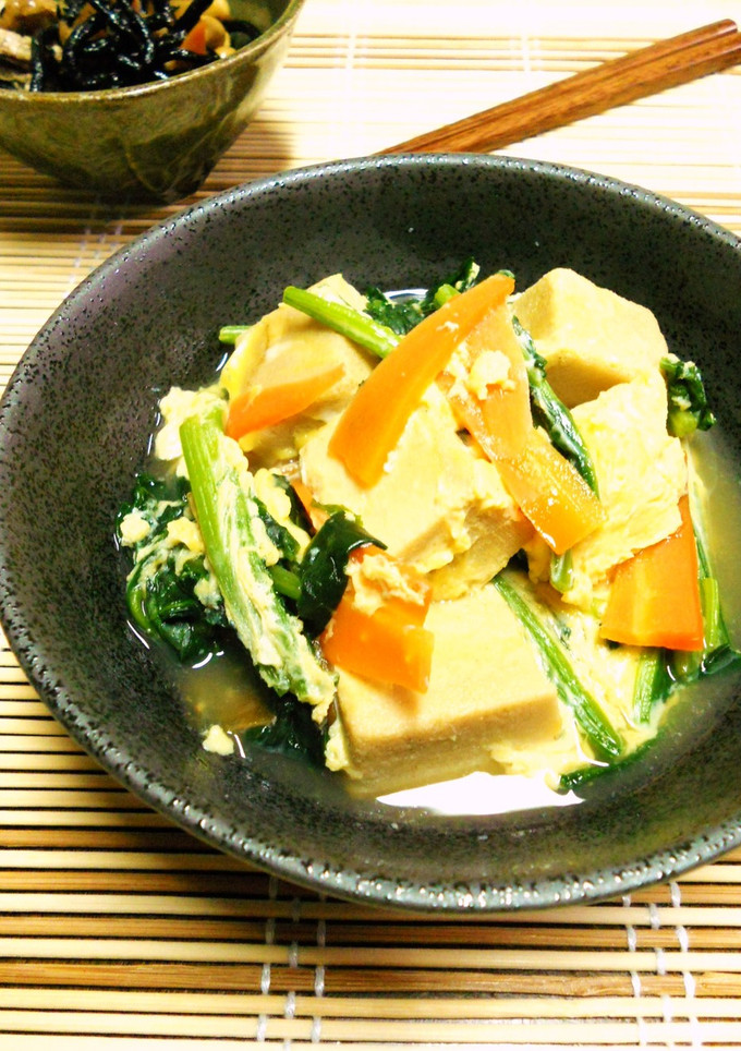 高野豆腐とほうれん草の卵とじ-レシピのメイン写真