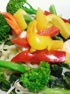 彩野菜と鶏のアッサリ柚子胡椒パスタ♪-レシピのメイン写真