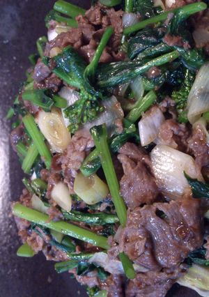合わせダレで簡単！牛肉と菜の花の炒め物-レシピのメイン写真