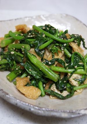 のらぼう菜と油揚げの炒め物(小松菜でも)-レシピのメイン写真