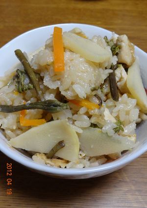 筍とワラビの炊き込みご飯-レシピのメイン写真