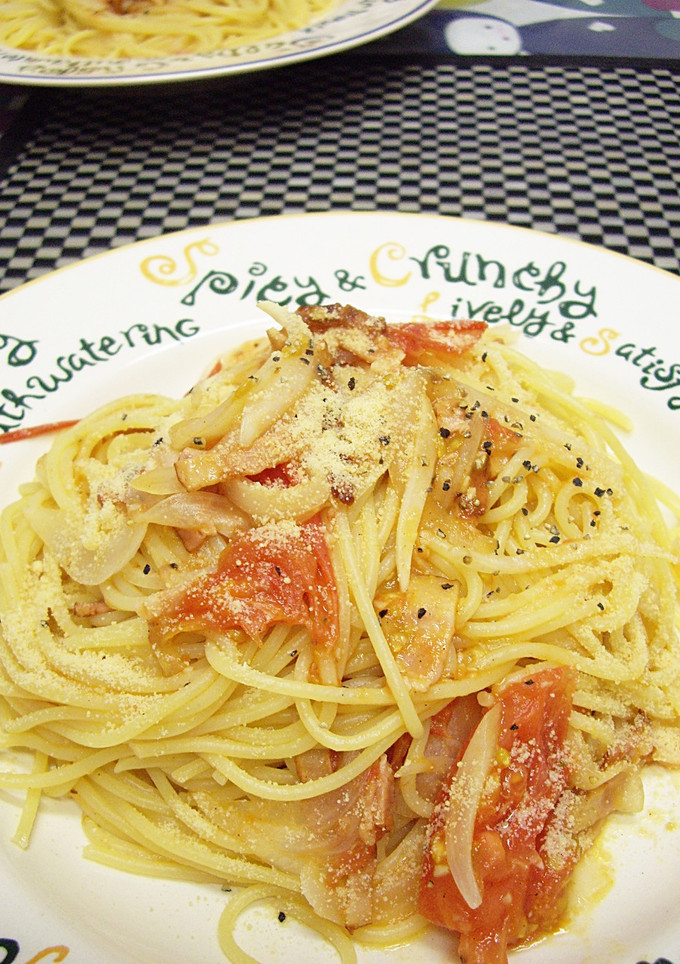 炒めたトマトと新たまのパスタ-レシピのメイン写真