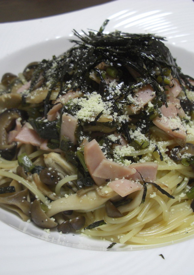 野沢菜ときのこの和風パスタ-レシピのメイン写真
