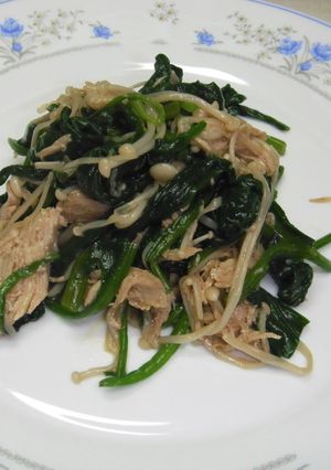 青菜と鶏ささみとえのきの和え物！-レシピのメイン写真
