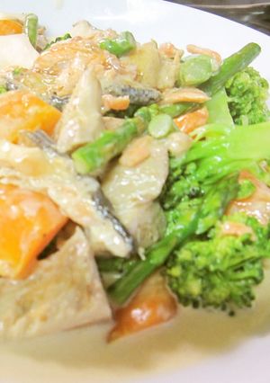 鮭と季節の野菜の生クリーム仕立て-レシピのメイン写真