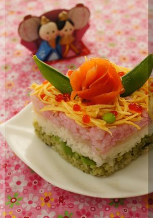 * ひな祭り ❤ ひし形 雛寿司♪-レシピのメイン写真