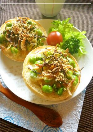枝豆×桜えび×葱×塩昆布の和トースト-レシピのメイン写真