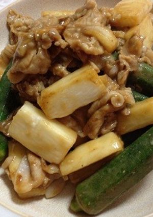 豚肉と長いも塩麹オイスターソース炒め-レシピのメイン写真