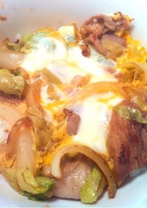 豚肉×玉ねぎ×レタスで玉子とじ丼♫-レシピのメイン写真