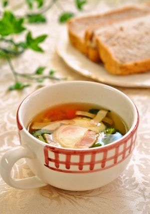 朝食に♪ベーコン＆落とし卵の簡単スープ☆-レシピのメイン写真