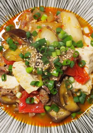 キムチめんつゆ味のトマトポーク豆腐-レシピのメイン写真