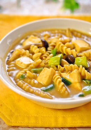 お豆腐とネギのマイルドカレーパスタ♫-レシピのメイン写真