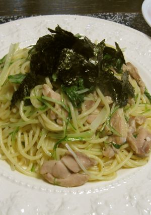 鶏肉・水菜のコンソメ’スパゲッティ♪♪-レシピのメイン写真