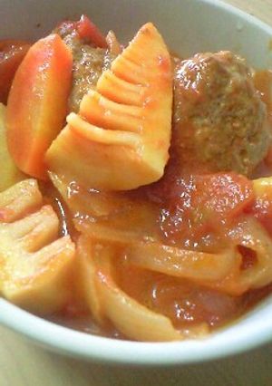 子供に◎筍と肉団子のホールトマト缶煮-レシピのメイン写真
