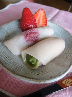 苺さくら餅*抹茶餡-レシピのメイン写真