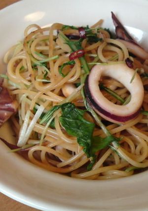 イカと水菜の簡単和風パスタ-レシピのメイン写真