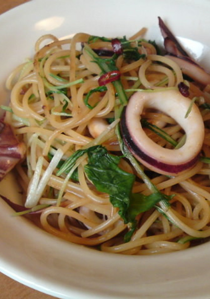 イカと水菜の簡単和風パスタ-レシピのメイン写真