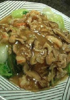 青梗菜の豚&海老あんかけ~♪-レシピのメイン写真