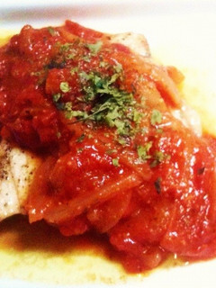 カジキマグロのバター焼きトマトソース乗せ-レシピのメイン写真