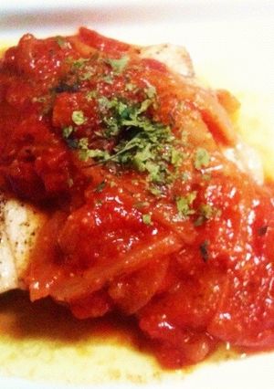 カジキマグロのバター焼きトマトソース乗せ-レシピのメイン写真