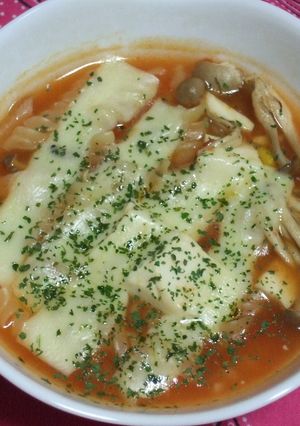 栄養満点！豆腐ときのこのスープパスタ-レシピのメイン写真