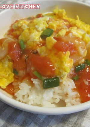 ランチに♪トマトあん♡えび玉丼-レシピのメイン写真