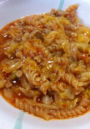 キャベツと豚肉のスープパスタ-レシピのメイン写真