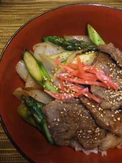 アスパラ・焼肉丼-レシピのメイン写真