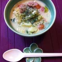 รูปของ 子供の好きな具でスープパスタ。