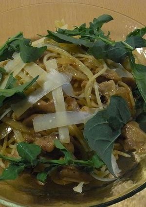 鶏肉と、ゴボウ、菊芋のパスタ-レシピのメイン写真