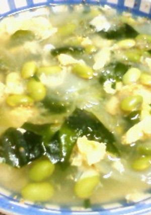 枝豆とわかめとネギの卵和風スープ-レシピのメイン写真