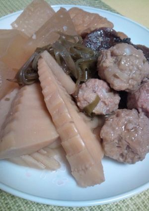 たけのこと豚ひき肉だんごのよくばり煮-レシピのメイン写真