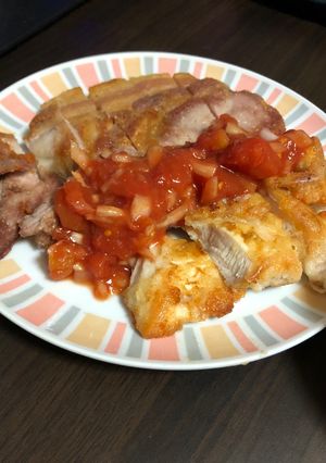 豚肉と鶏胸のソテー ホットソースがけ-レシピのメイン写真