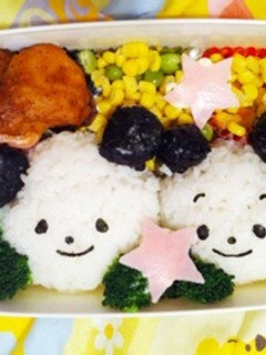 パンダの親子キャラ弁当 お弁当-レシピのメイン写真