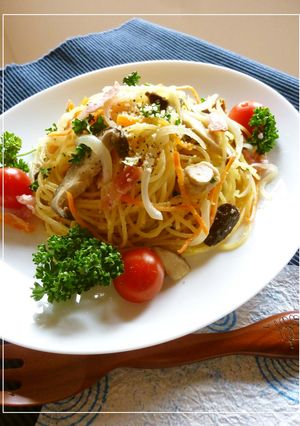 ベーコンと野菜の塩麹パスタ-レシピのメイン写真