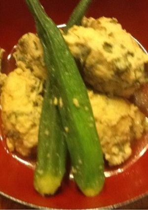 水菜入り鶏団子とオクラの煮物-レシピのメイン写真