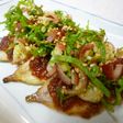 鯵の三枚おろしで♪梅焼き香味野菜のせ