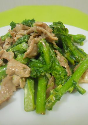 菜の花と豚肉のマヨネーズ炒め-レシピのメイン写真