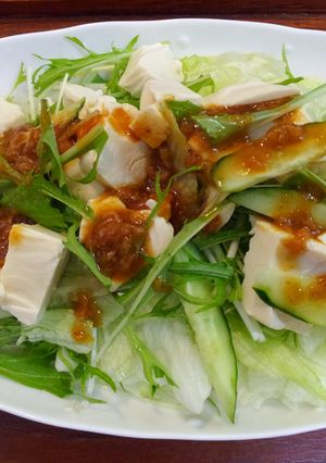 豆腐と水菜の梅ドレサラダ☆野菜たっぷり♪-レシピのメイン写真