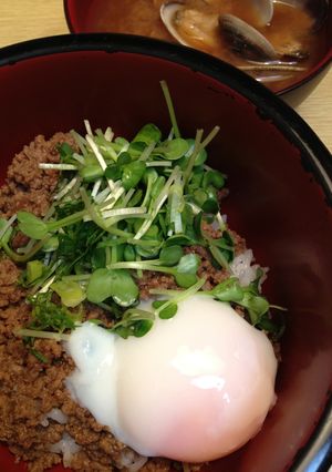 八丁味噌のそぼろ丼温玉乗せ♪-レシピのメイン写真