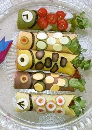 ５色の鯉のぼり✿野菜とスティックチキン✿-レシピのメイン写真