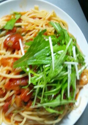 水菜トマトスパスタ-レシピのメイン写真