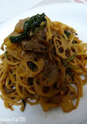 焼肉のたれで焼き肉パスタ-レシピのメイン写真