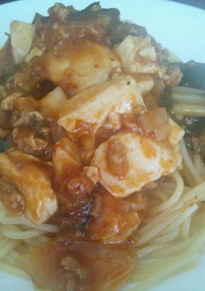 ﾘﾒｲｸ!!麻婆豆腐パスタ-レシピのメイン写真