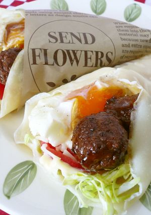コナモン手巻き♫ミートボール＆目玉焼き♬-レシピのメイン写真