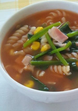 ごちそうスープパスタ★ホウレン草ベーコン-レシピのメイン写真