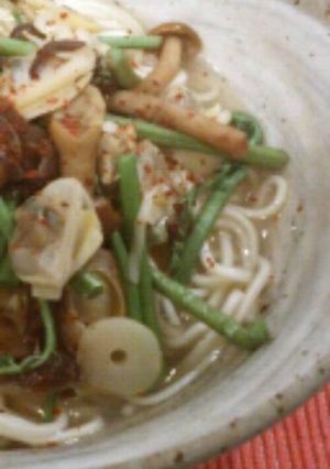 山菜とあさりのにゅうめん-レシピのメイン写真