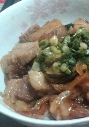 簡単！甘辛豚肉の照り丼♪-レシピのメイン写真