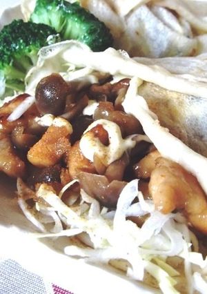 コナモン手巻き◆キノコとトリの照り焼き-レシピのメイン写真