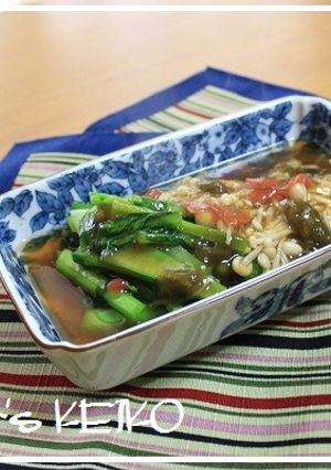 小松菜とエノキの煮物とろろ梅あん-レシピのメイン写真